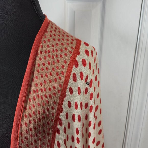 Bl^nk London Poppy Floral Duster Kimono Orange Polka Dot Beaded Accents - Picture 3 of 8